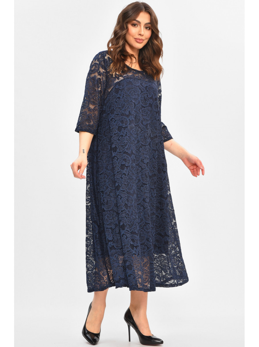 Сукня жіноча однотонна темно-синього кольору 8136 208096C