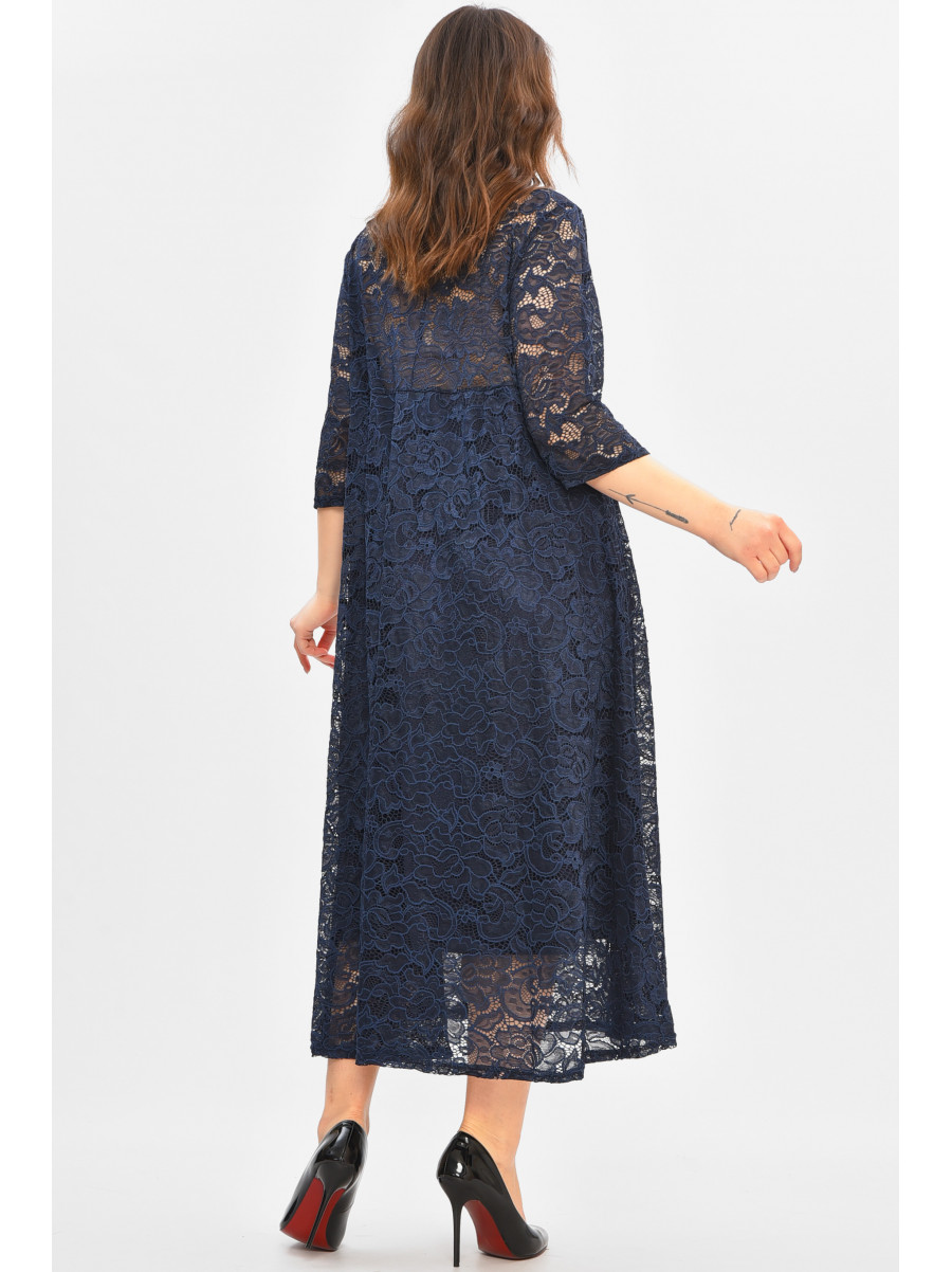 Сукня жіноча однотонна темно-синього кольору 8136 208096C