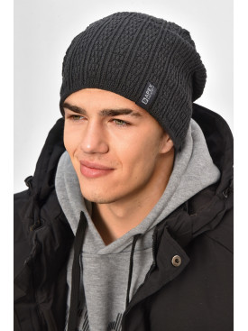 Шапка чоловіча на флісі темно-сірого кольору 3020 208097C