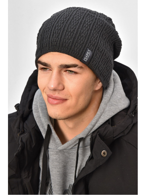 Шапка чоловіча на флісі темно-сірого кольору 3020 208097C