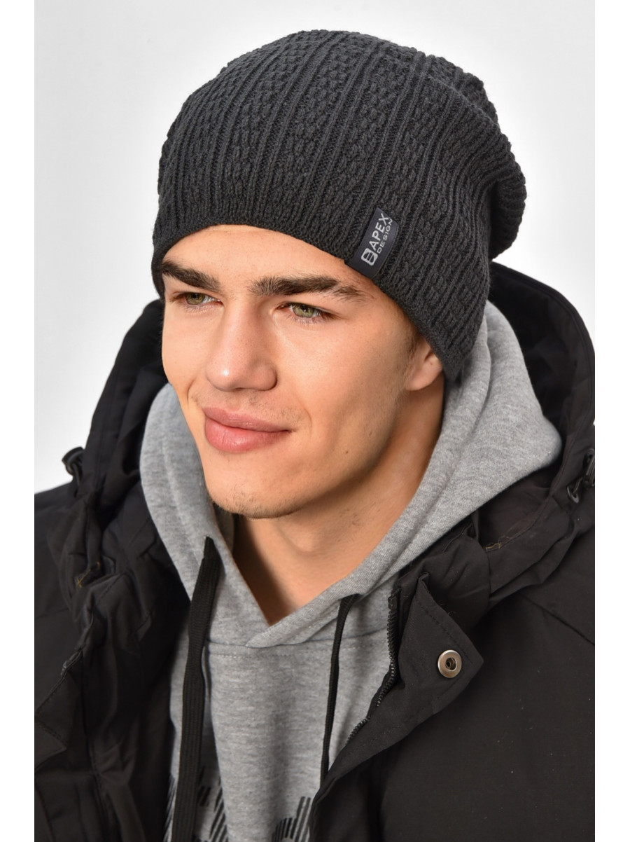 Шапка чоловіча на флісі темно-сірого кольору 3020 208097C