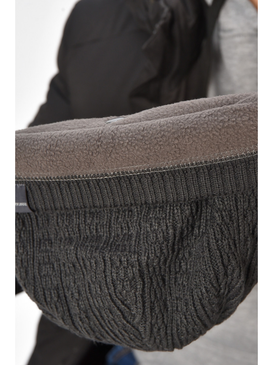 Шапка чоловіча на флісі темно-сірого кольору 3020 208097C