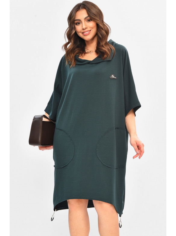 Сукня жіноча напівбатальна темно-зеленого кольору 8236 208098C