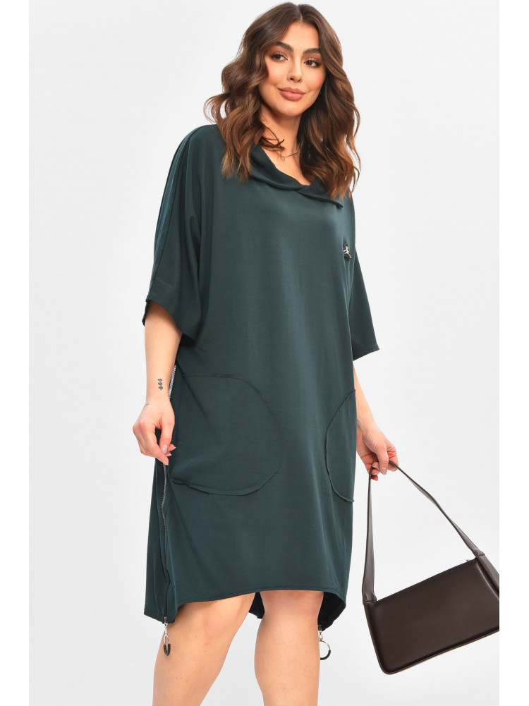 Сукня жіноча напівбатальна темно-зеленого кольору 8236 208098C