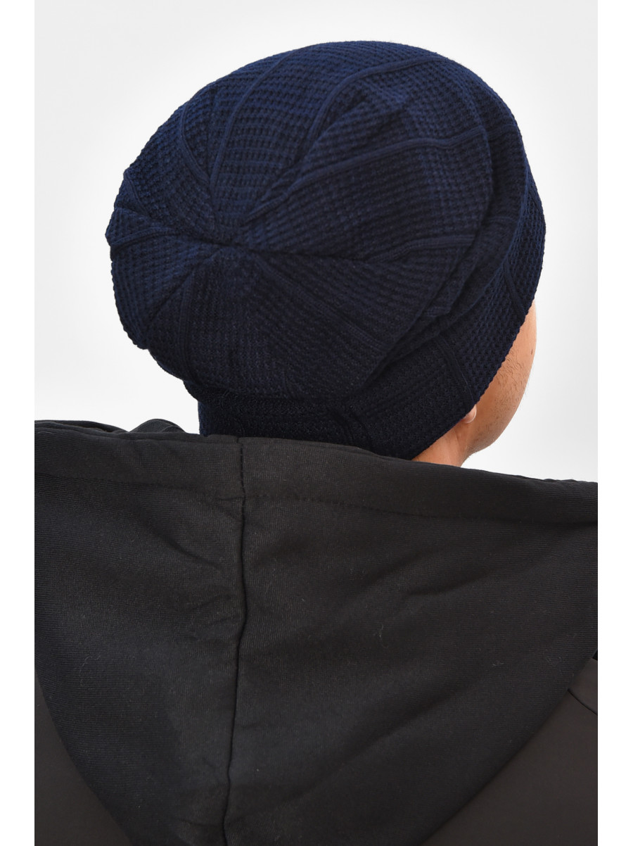 Шапка мужская на флисе темно-синего цвета 3037 208100C