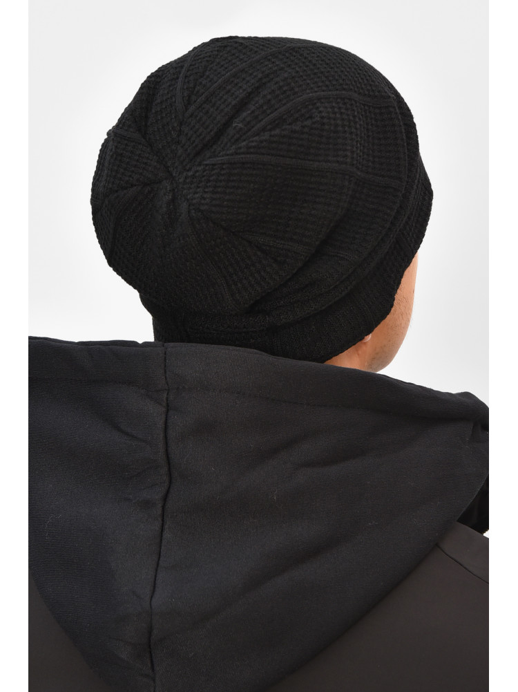 Шапка мужская на флисе черного цвета 3037 208102C