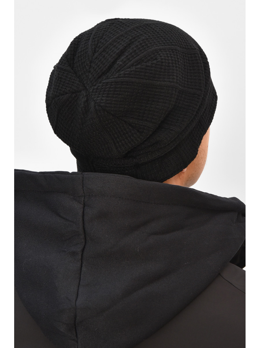 Шапка мужская на флисе черного цвета 3037 208102C