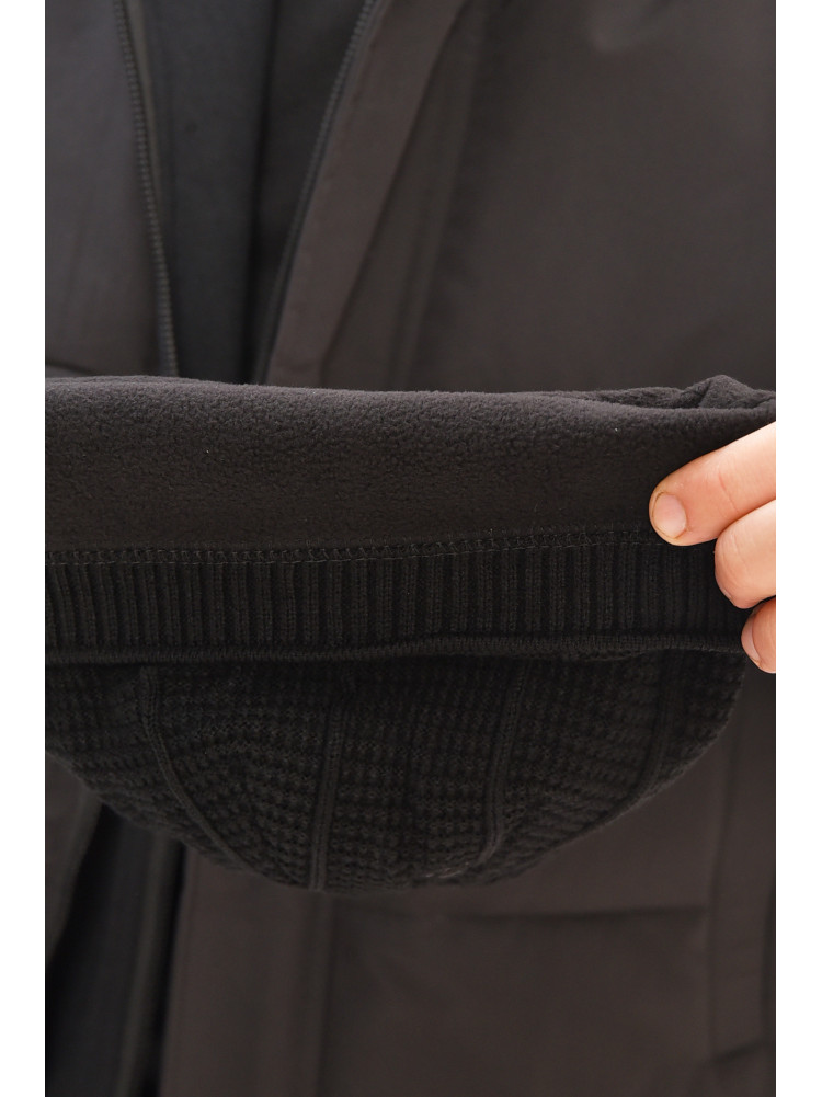 Шапка мужская на флисе черного цвета 3037 208102C