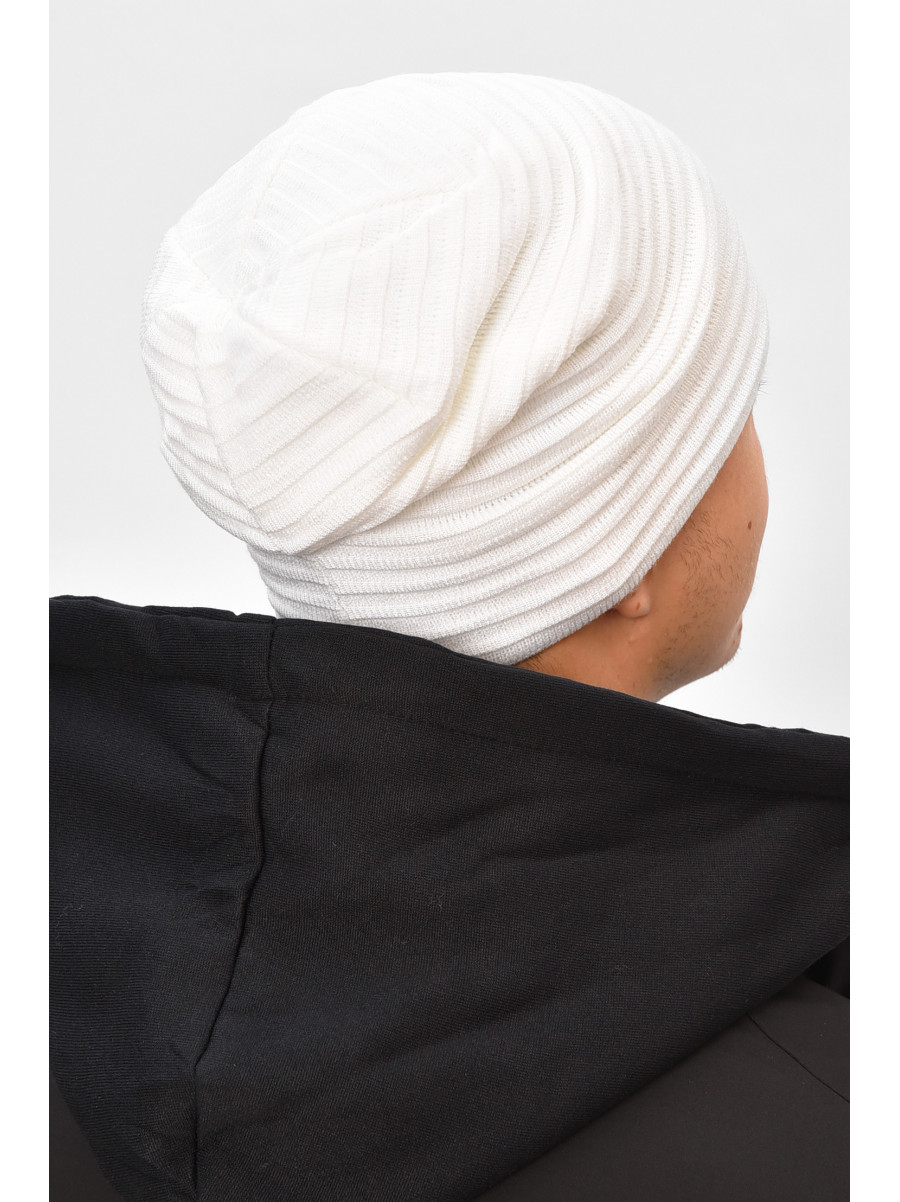 Шапка мужская на флисе белого цвета 3044 208103C