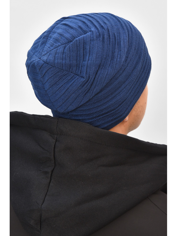 Шапка мужская на флисе синего цвета 3044 208104C