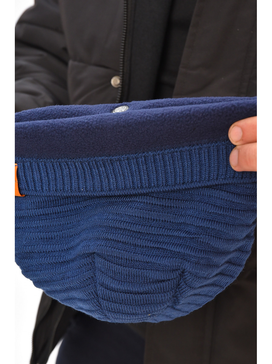 Шапка мужская на флисе синего цвета 3044 208104C