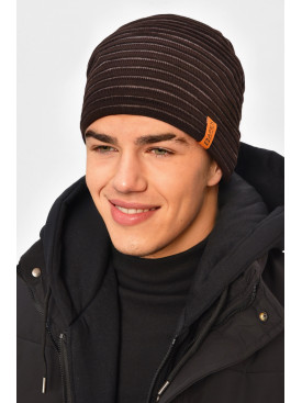 Шапка мужская на флисе коричневого цвета 3044 208105C