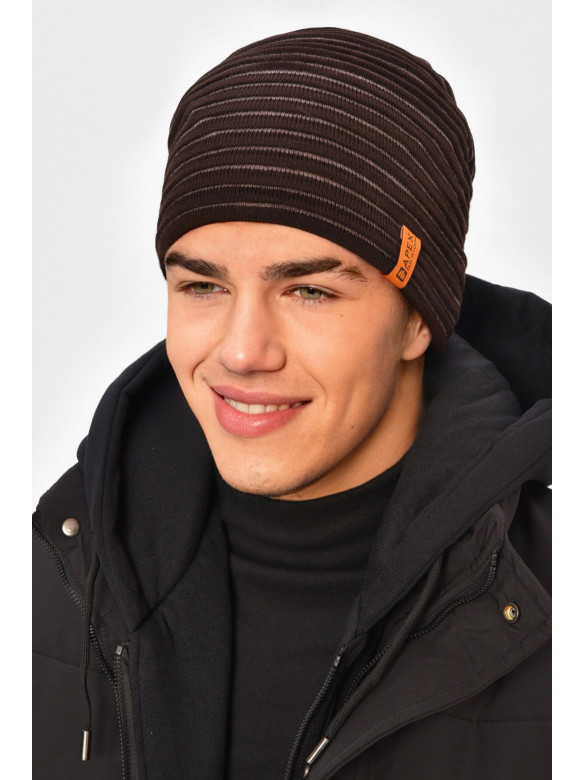 Шапка мужская на флисе коричневого цвета 3044 208105C