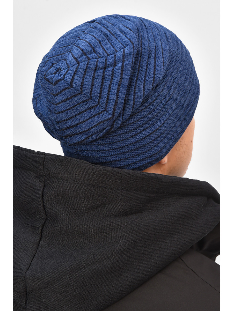 Шапка мужская на флисе синего цвета 3044 208106C