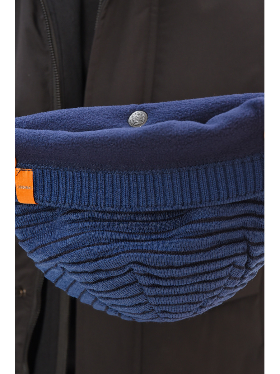 Шапка мужская на флисе синего цвета 3044 208106C