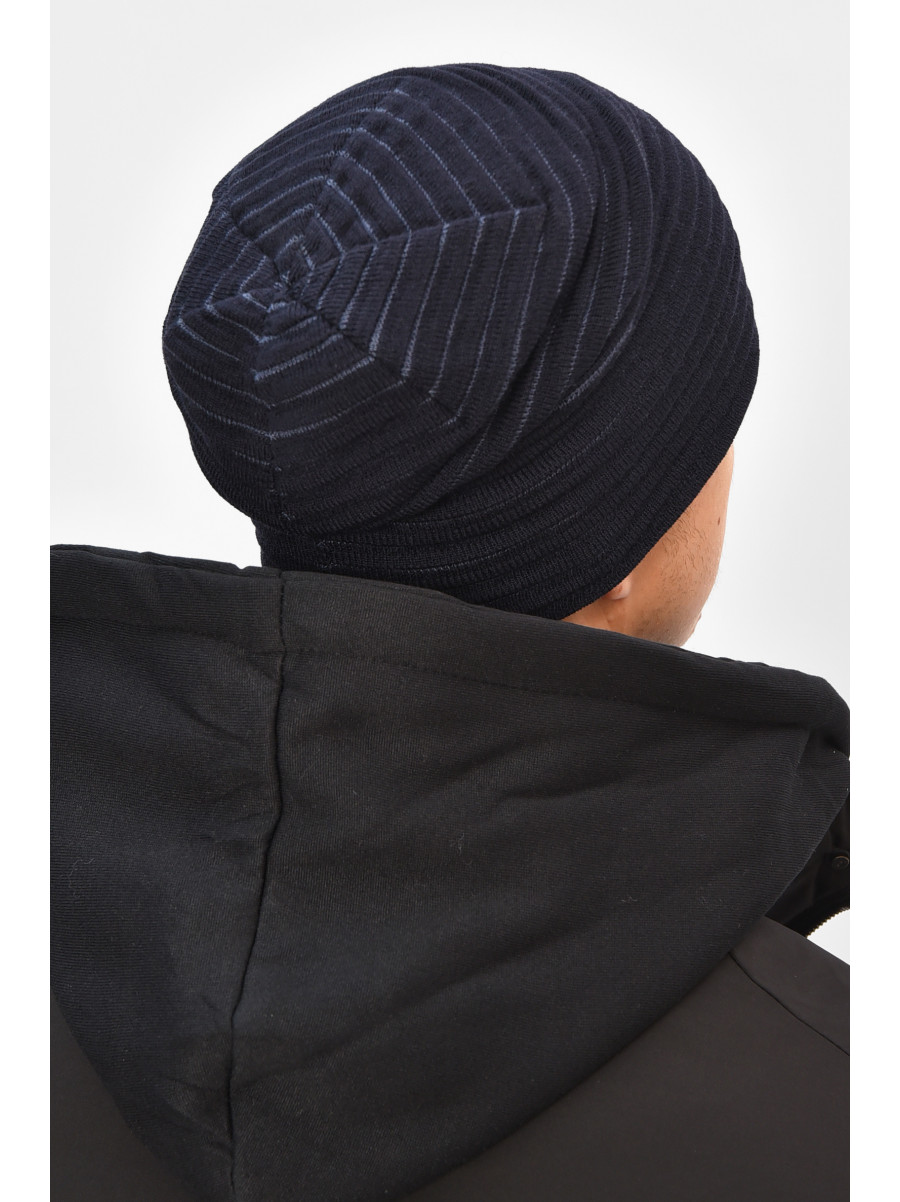 Шапка мужская на флисе темно-синего цвета 3044 208107C