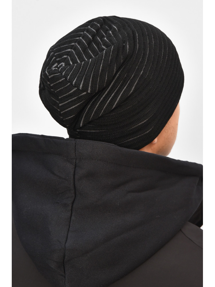 Шапка мужская на флисе черного цвета 3044 208108C