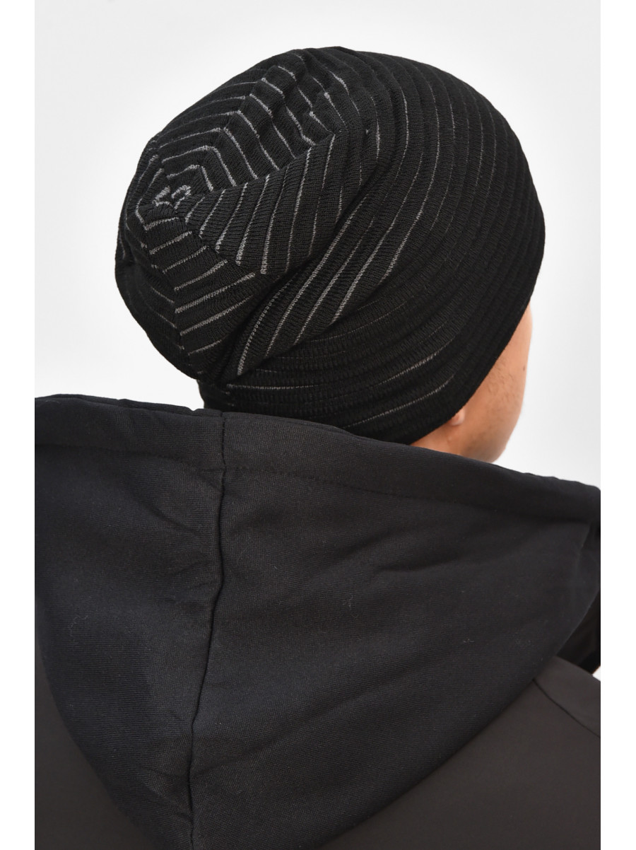Шапка мужская на флисе черного цвета 3044 208108C