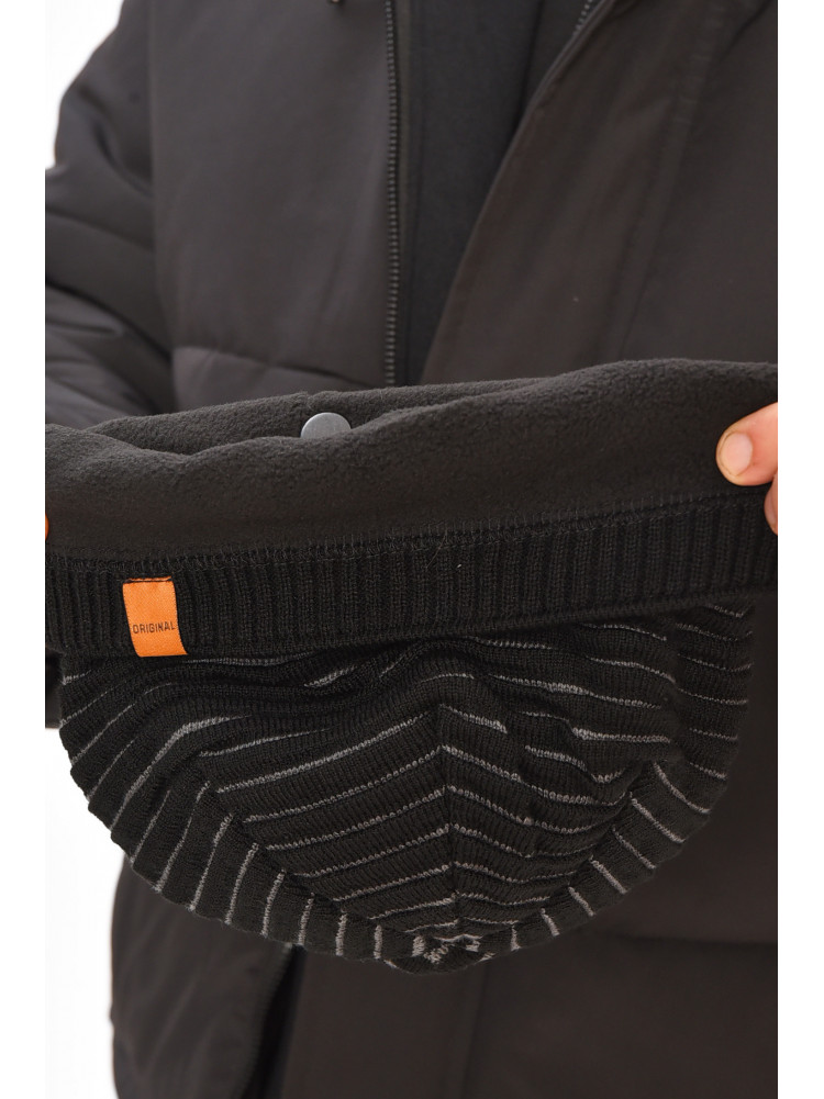 Шапка мужская на флисе черного цвета 3044 208108C