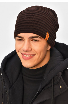 Шапка чоловіча на флісі шоколадного кольору 3044 208109C