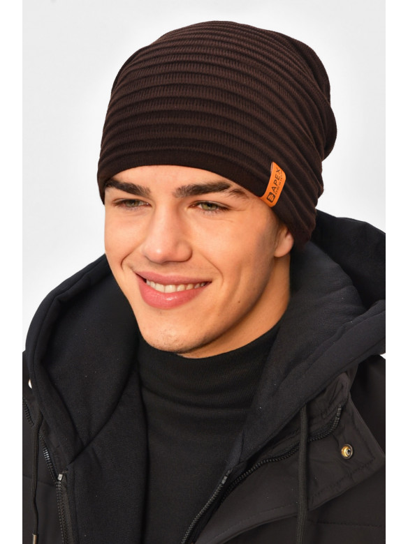 Шапка мужская на флисе шоколадного цвета 3044 208109C