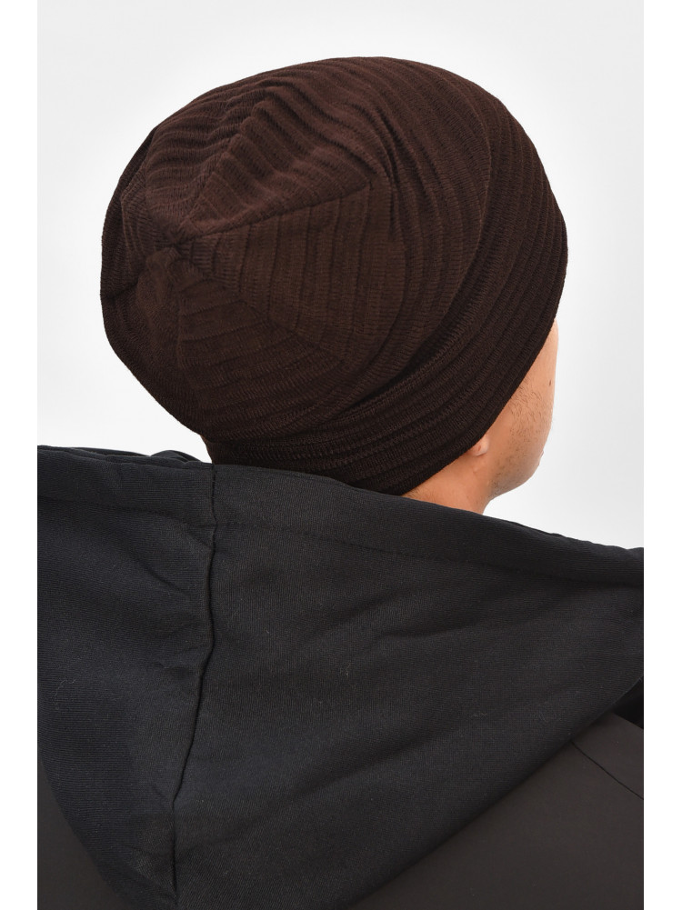 Шапка мужская на флисе шоколадного цвета 3044 208109C