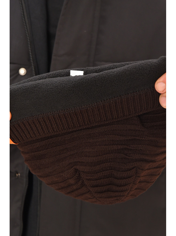 Шапка мужская на флисе шоколадного цвета 3044 208109C