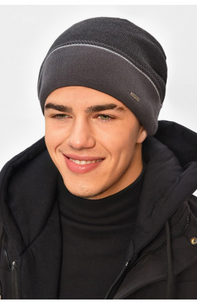 Шапка чоловіча на флісі темно-сірого кольору 3068 208110C