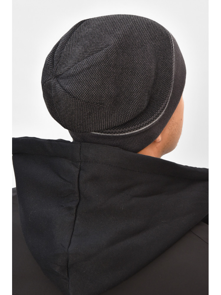 Шапка мужская на флисе темно-серого цвета 3068 208110C