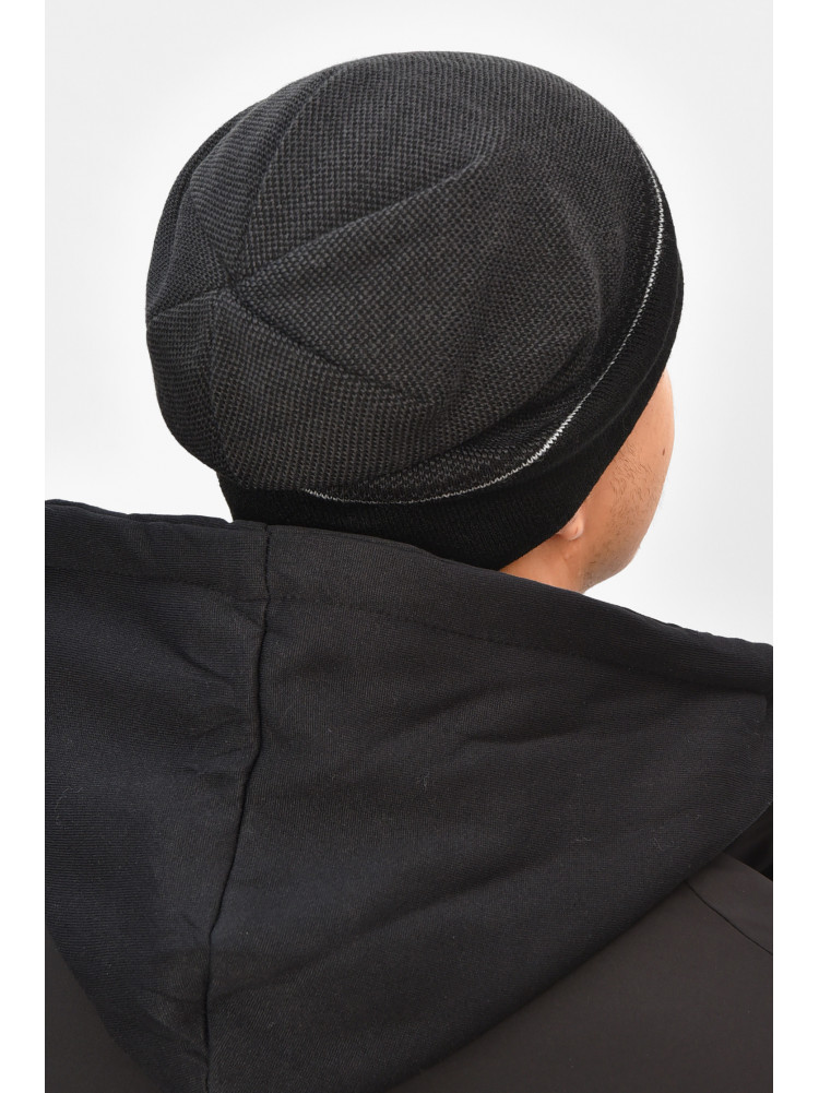 Шапка мужская на флисе черного цвета 3068 208111C