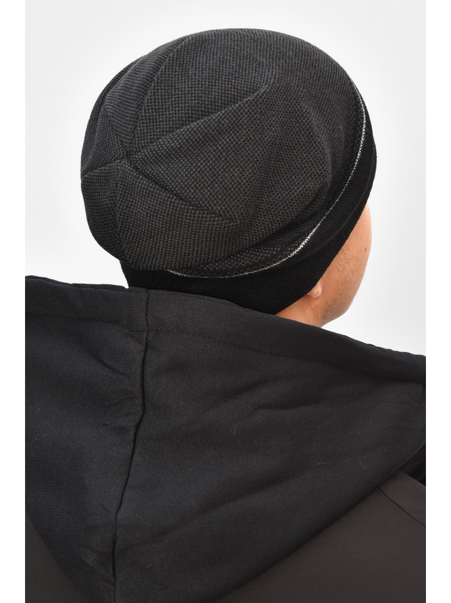 Шапка мужская на флисе черного цвета 3068 208111C