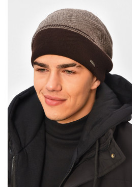 Шапка мужская на флисе шоколадного цвета 3068 208112C