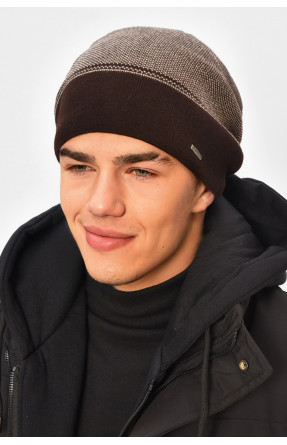 Шапка чоловіча на флісі шоколадного кольору 3068 208112C