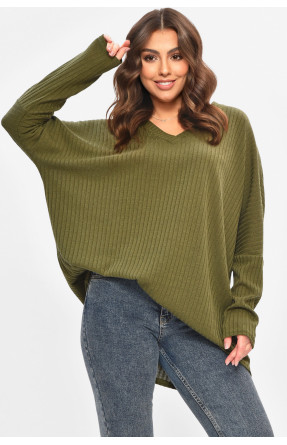 Кофта жіноча однотонна напівбатальна зеленого кольору 208115C