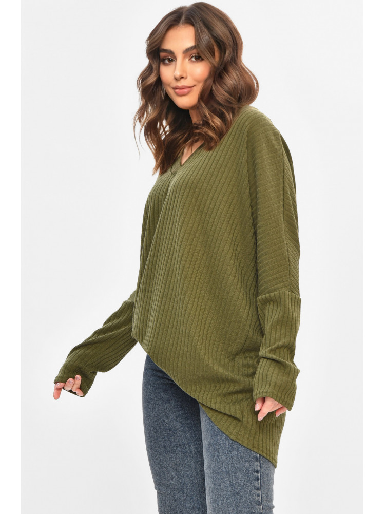 Кофта жіноча однотонна напівбатальна зеленого кольору 208115C