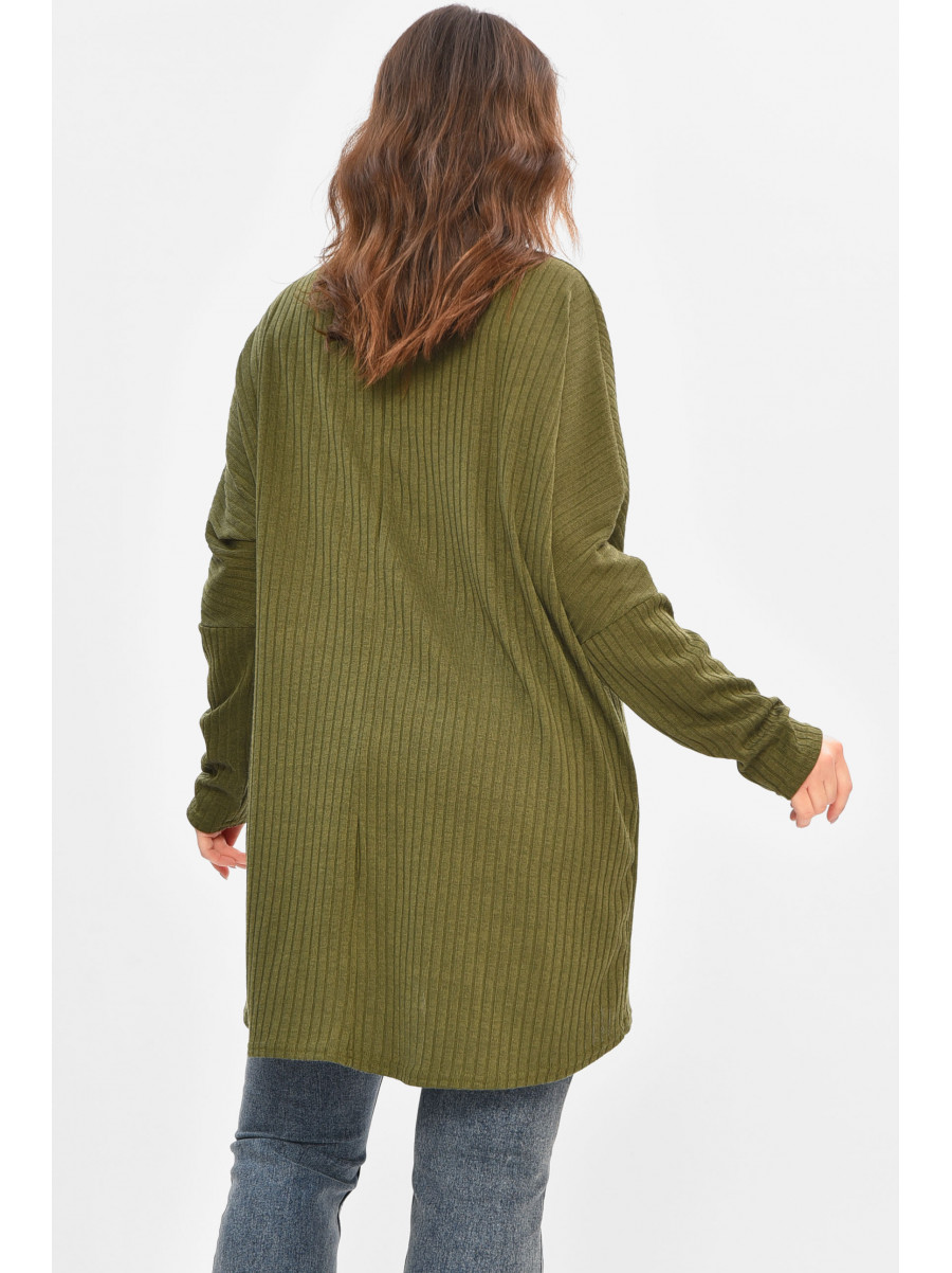 Кофта жіноча однотонна напівбатальна зеленого кольору 208115C