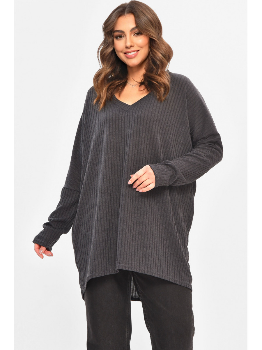 Кофта жіноча однотонна напівбатальна сірого кольору 208116C