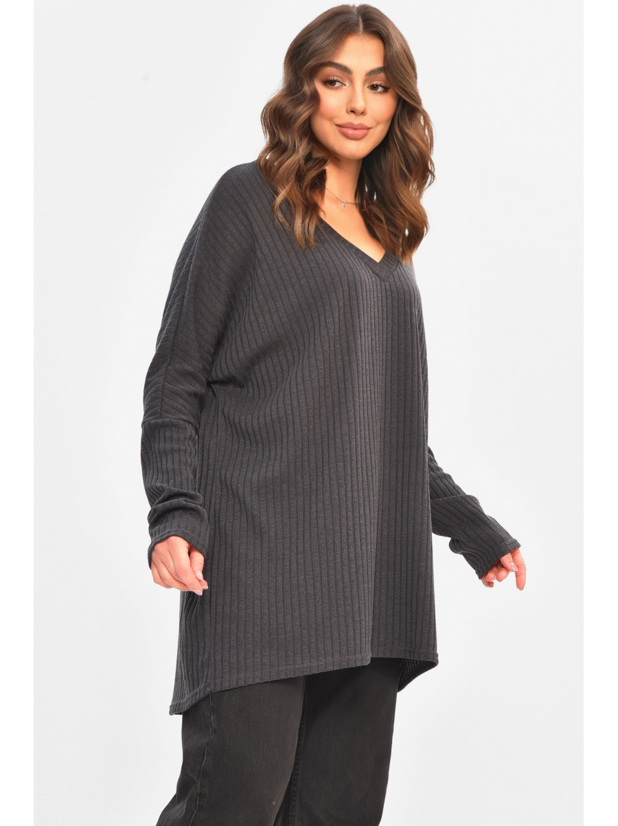 Кофта жіноча однотонна напівбатальна сірого кольору 208116C