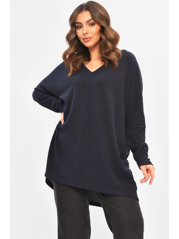 Кофта жіноча однотонна напівбатальна синього кольору 208117C