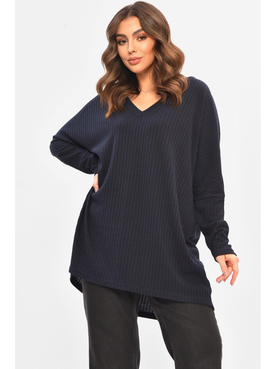 Кофта жіноча однотонна напівбатальна синього кольору 208117C