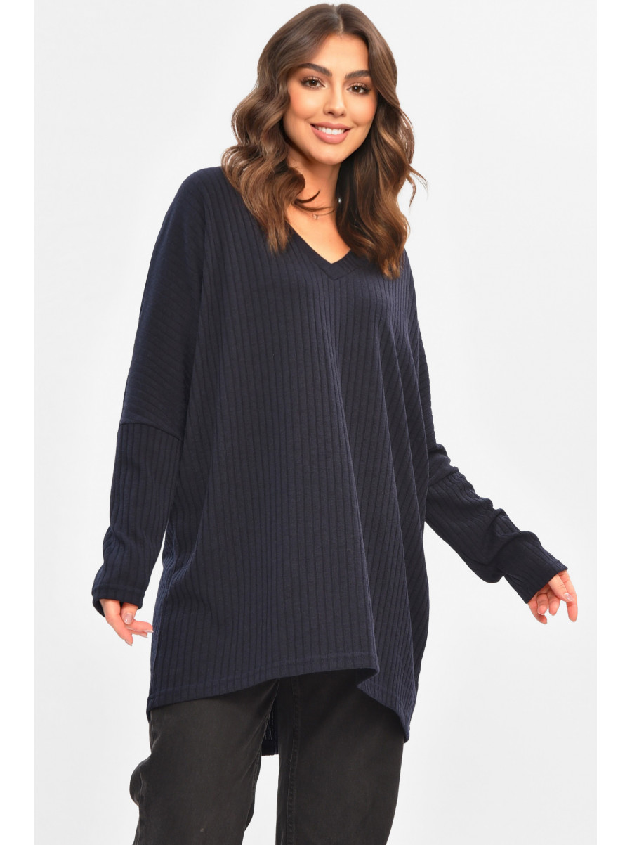 Кофта жіноча однотонна напівбатальна синього кольору 208117C