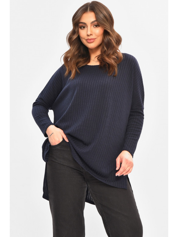 Кофта жіноча однотонна напівбатальна темно-синього кольору 8428 208118C