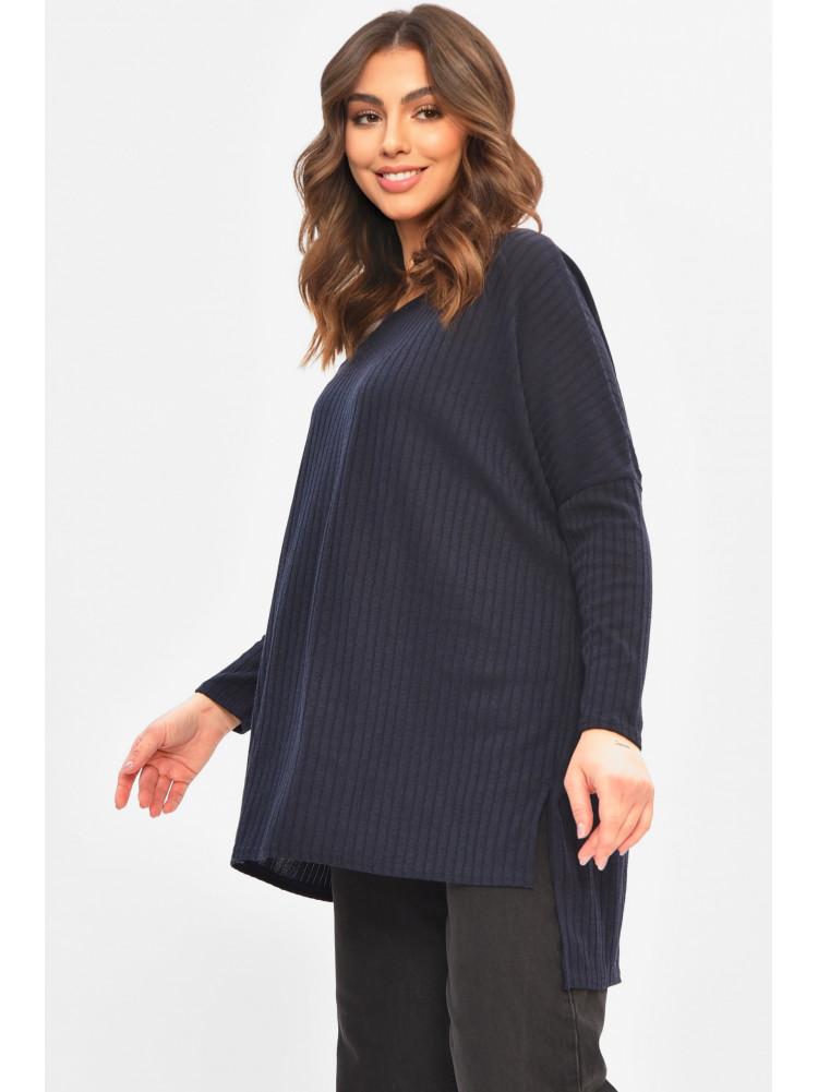 Кофта жіноча однотонна напівбатальна темно-синього кольору 8428 208118C