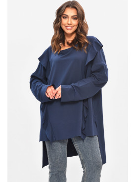 Кофта жіноча однотонна напівбатальні синього кольору 8155 208119C Кофта жіноча однотонна напівбатальні синього кольору 8155 208119C