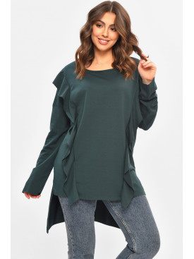 Кофта жіноча однотонна напівбатальні темно-зеленого кольору 8155 208120C Кофта жіноча однотонна напівбатальні темно-зеленого кольору 8155 208120C