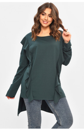 Кофта жіноча однотонна напівбатальні темно-зеленого кольору 8155 208120C