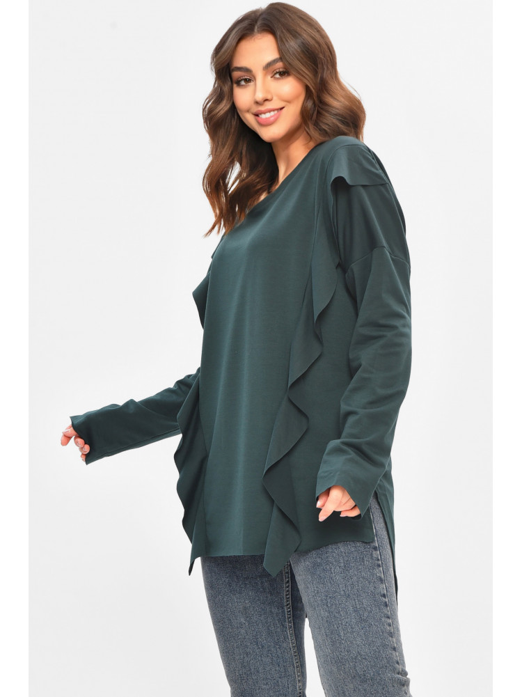 Кофта жіноча однотонна напівбатальні темно-зеленого кольору 8155 208120C