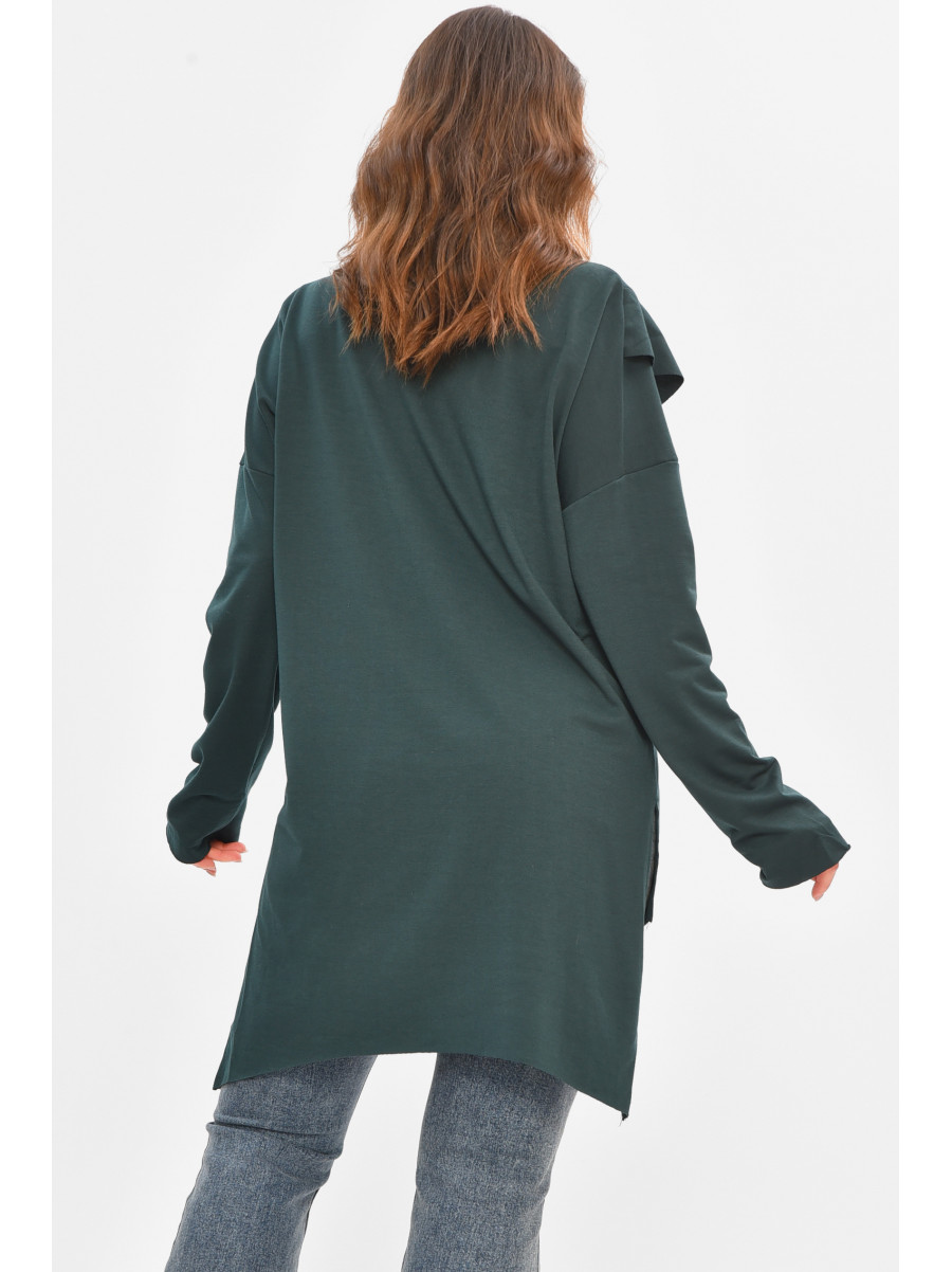 Кофта жіноча однотонна напівбатальні темно-зеленого кольору 8155 208120C
