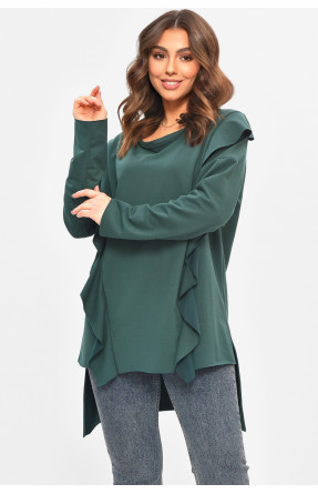 Кофта жіноча однотонна напівбатальні темно-зеленого кольору 8155 208121C