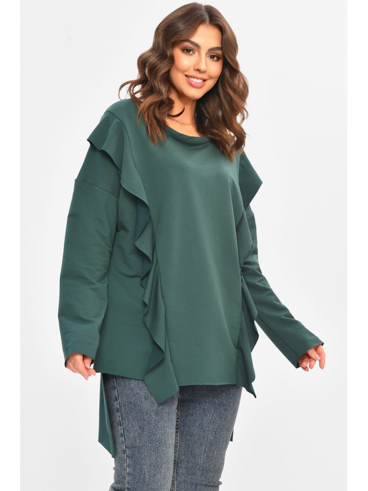 Кофта жіноча однотонна напівбатальні темно-зеленого кольору 8155 208121C